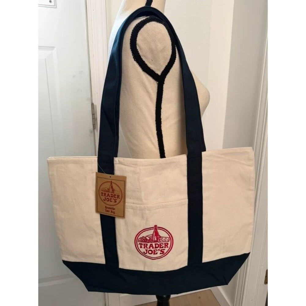 Trader Joe’s Large Navy Blue Canvas Tote Bag